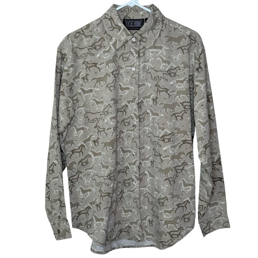 Rachel Brooke Horse Print Vintage Women’s Button Down 90’s Size L